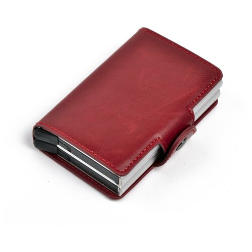 Металлический cardholder для визитных карточек Moonbiffy красный 2х с кнопкой