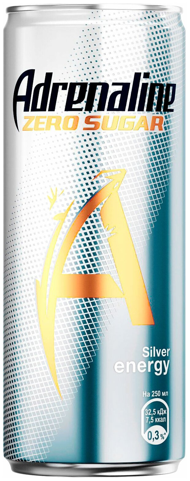 Напиток энергетический Adrenaline Rush Zero Sugar Silver Energy без сахара 0,449л - фотография № 3