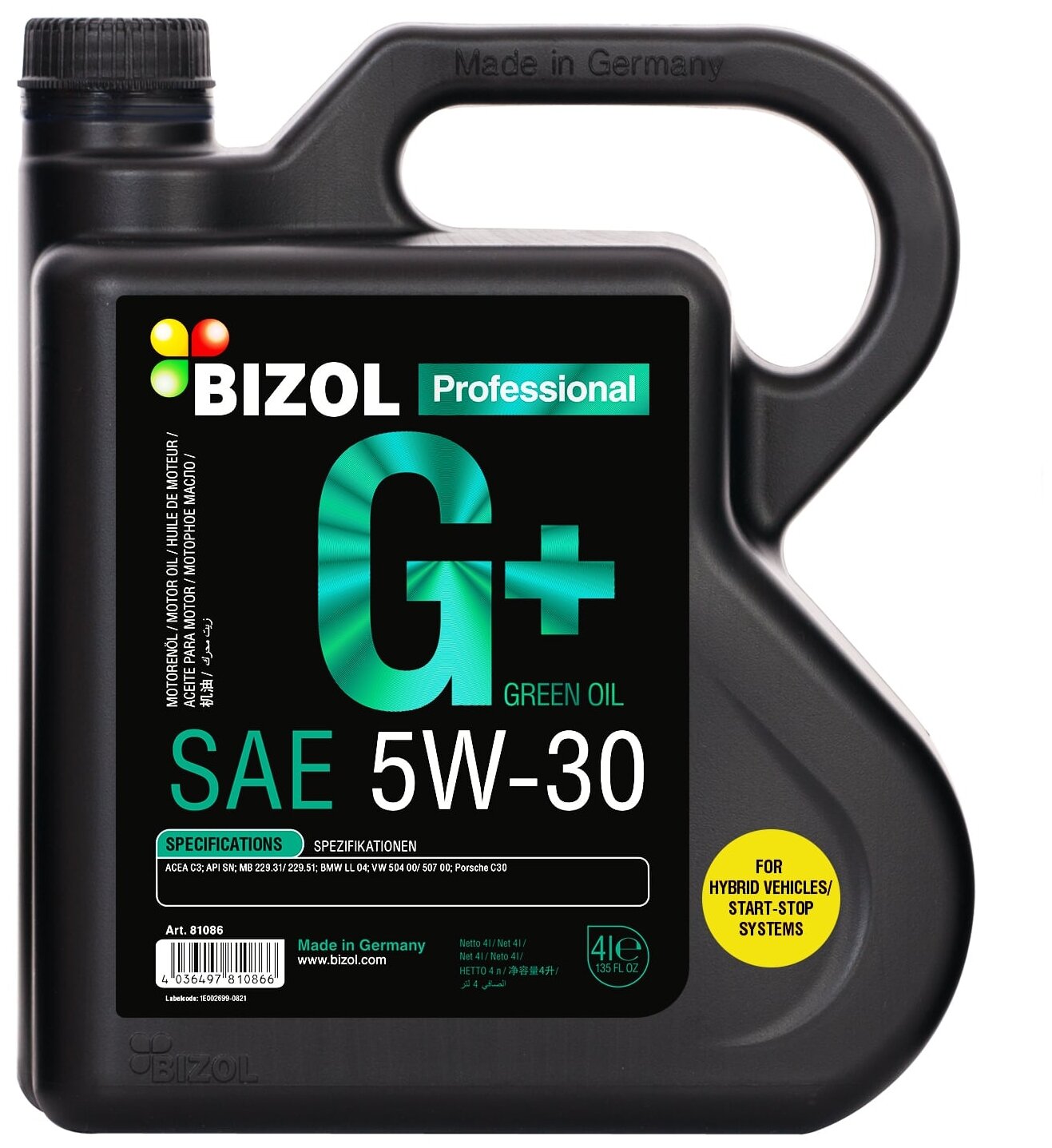 BIZOL Масло Моторное Green Oil+ 5W-30 (4Л)
