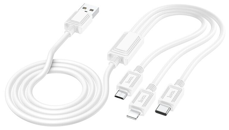 USB дата кабель Lightning+Micro+Type-C, X74, HOCO, белый