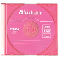Диск CD-RW VERBATIM, 700 Mb, 8х-12х, Colour Slim Case, 43167 В комплекте: 3шт.