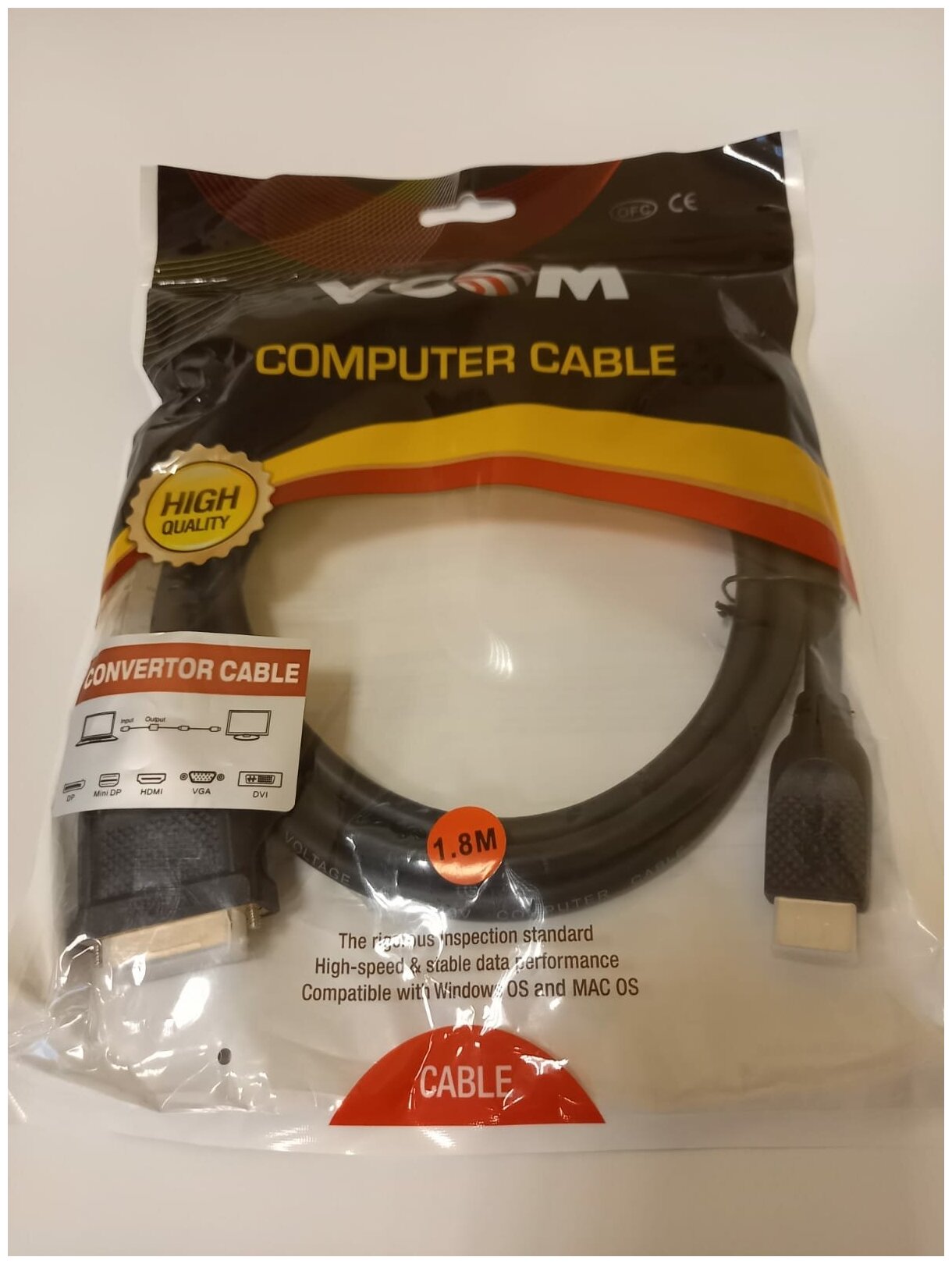 Кабель HDMI-DVI 1.8M CG484GD-1.8M VCOM VCOM Telecom - фото №6