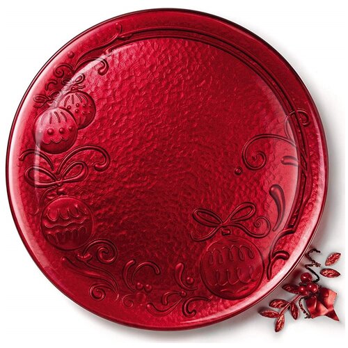 Стеклянное блюдо FANSY CHRISTMAS Bormioli Rocco, 169230G23021600, 31 см, красный