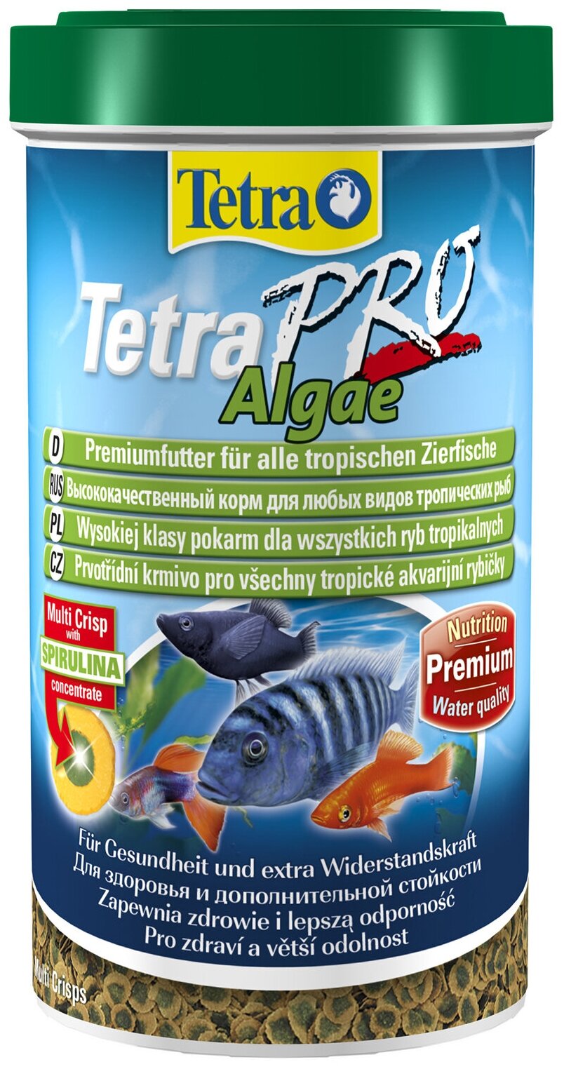 Корм для всех видов рыб TetraPro Algae Crisps, растительный, в чипсах 500 мл