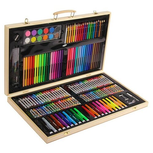 Набор для рисования в деревянном чемоданчике детский набор для рисования 150 предметов в деревянном чемоданчике artistic set 37 5х31х5 см tatimarket