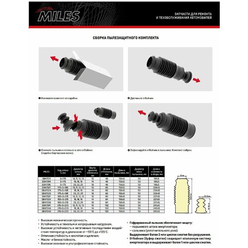 Отбойник+пыльник амортизатора MILES DB47011 (D10mm/L48mm)