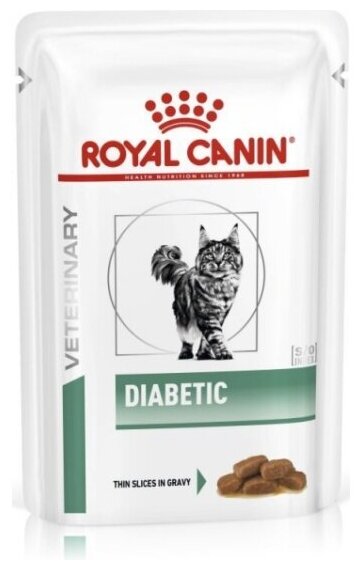 Влажный корм для кошек Royal Canin Diabetic, при сахарном диабете, профилактика избыточного веса 12 шт. х 85 г (кусочки в соусе) - фотография № 4