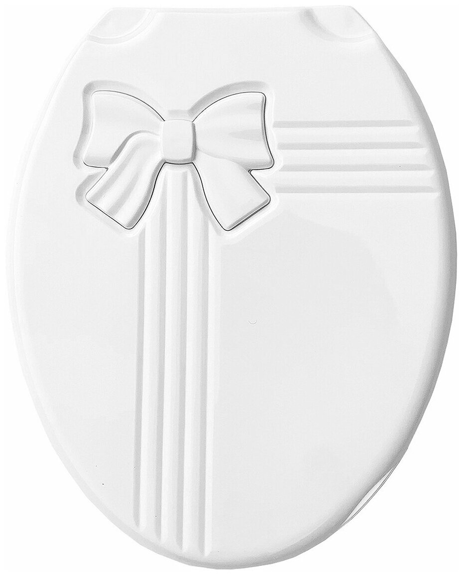 Сиденье для унитаза с крышкой (размер 44.5 х 37.5), цвет белый бант - фотография № 2