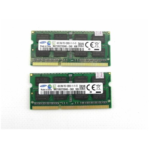 Оперативная память Samsung 8GB (2x4Gb) DDR3 1600 МГц SO-DIMM M471B5273DH0-CK0 - 2 шт. so dimm ddr3 samsung 2gb pc3l 12800s 11 11 b2