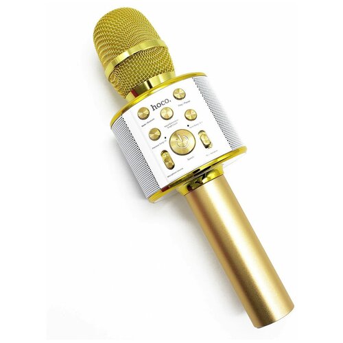 Микрофон (Bluetooth, динамики, USB) BK3 золото HOCO микрофон беспроводной bluetooth динамики usb wster ws 900 розовый
