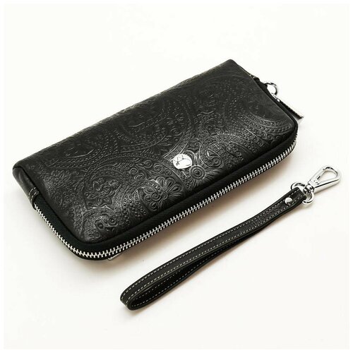 фото Женский кожаный кошелек на молнии sergio valentini св 8115-006 черный