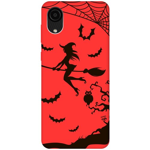 Силиконовый чехол на Samsung Galaxy A03 Core, Самсунг А03 Кор Silky Touch Premium с принтом Witch on a Broomstick красный силиконовый чехол на samsung galaxy a03 core самсунг а03 кор silky touch premium с принтом witch and boiler красный