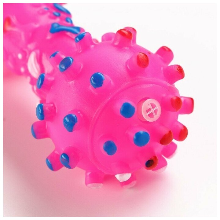 Игрушка пищащая "Гантель малая" для собак, 12,5 см, розовая - фотография № 6