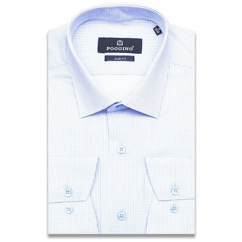 фото Рубашка poggino 7012-37 цвет голубой размер 48 ru / m (39-40 cm.)