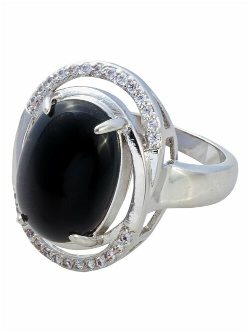 Кольцо Lotus Jewelry, бижутерный сплав, родирование, оникс, размер 19, черный