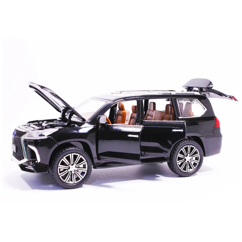 Лексус Lexus LX 570 21 см (1:24) металлическая инерционная машинка джип с открывающимися дверьми, капотом и багажником, звук и свет машинка металлическая модель лексус lexus lx 570 1 24 21 см синий инерционная со световыми и звуковыми эффектами