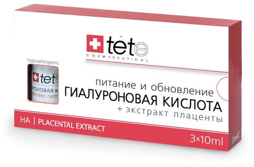 TETe Cosmeceutical, Гиалуроновая кислота с экстрактом плаценты, 3*10 мл