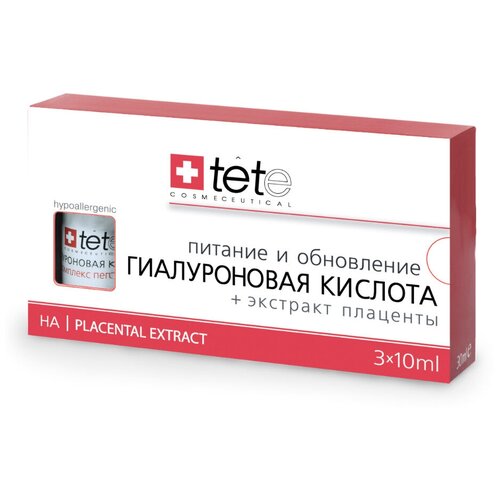 TETe Cosmeceutical, Гиалуроновая кислота с экстрактом плаценты, 3*10 мл tete cosmeceutical гиалуроновая кислота антикуперозный комплекс 30 мл