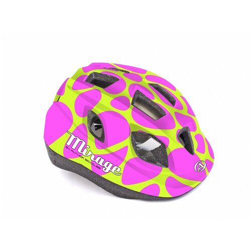 фото Шлем велосипедный с сеточкой mirage 195 inmold детский/подростковый 12отв. розово-желтый 48-54см author