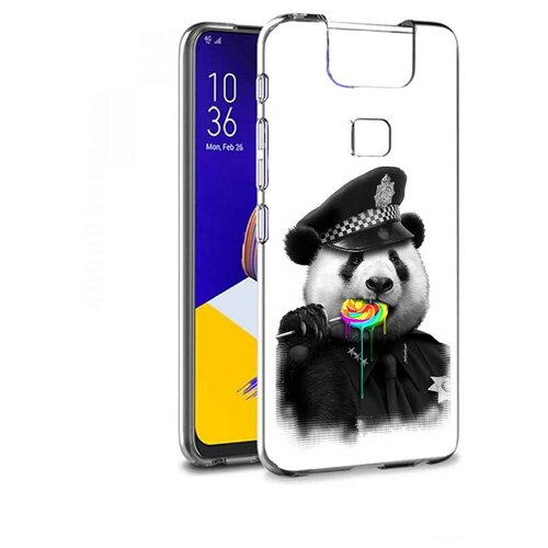 Чехол задняя-панель-накладка-бампер MyPads Панда полиция для ASUS ZenFone 6 (2019) ZS630KL противоударный