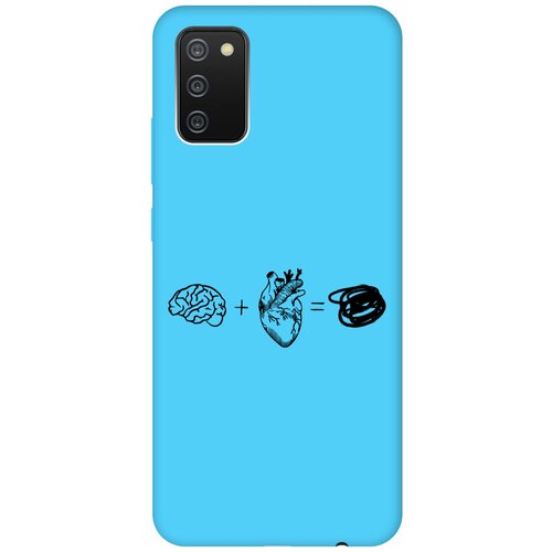Силиконовый чехол на Samsung Galaxy A02s, Самсунг А02с Silky Touch Premium с принтом Brain Plus Heart голубой силиконовый чехол на samsung galaxy a02s самсунг а02с silky touch premium с принтом brain plus heart голубой