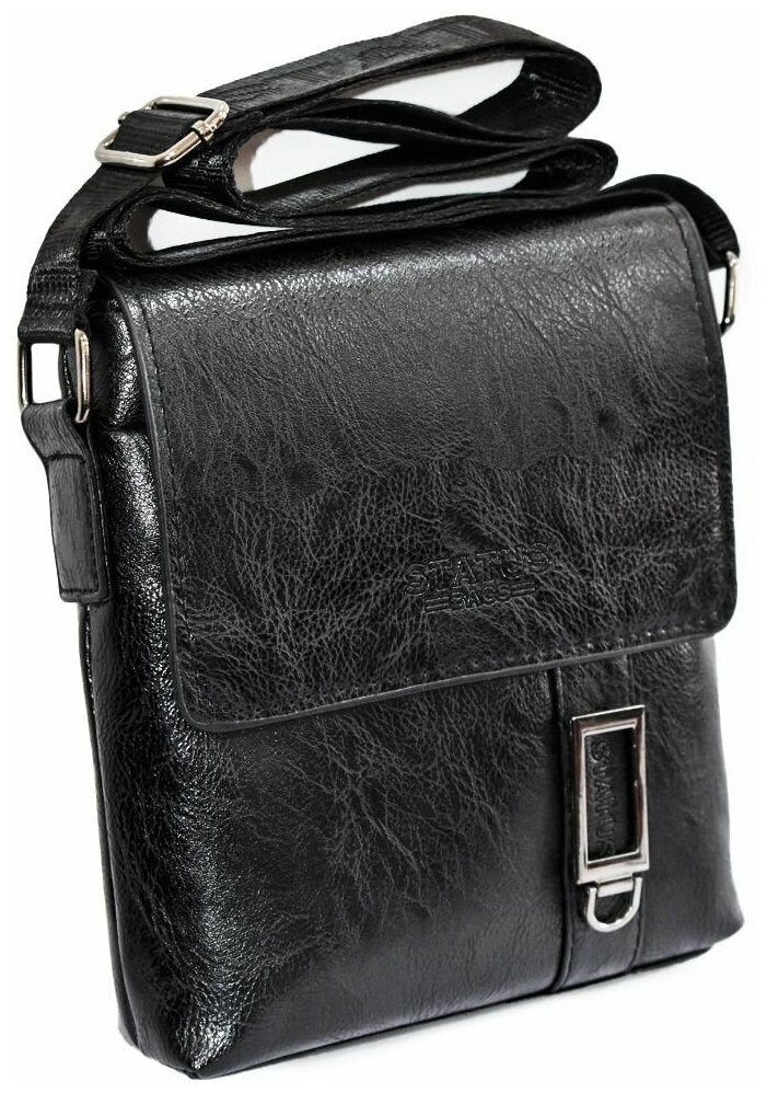 фото Стильная мужская сумка-планшет Status Bags черного цвета из качественной экокожи