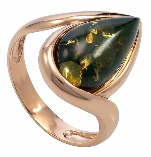 Кольцо Amberprofi, серебро, 925 проба, золочение, янтарь, размер 19.5