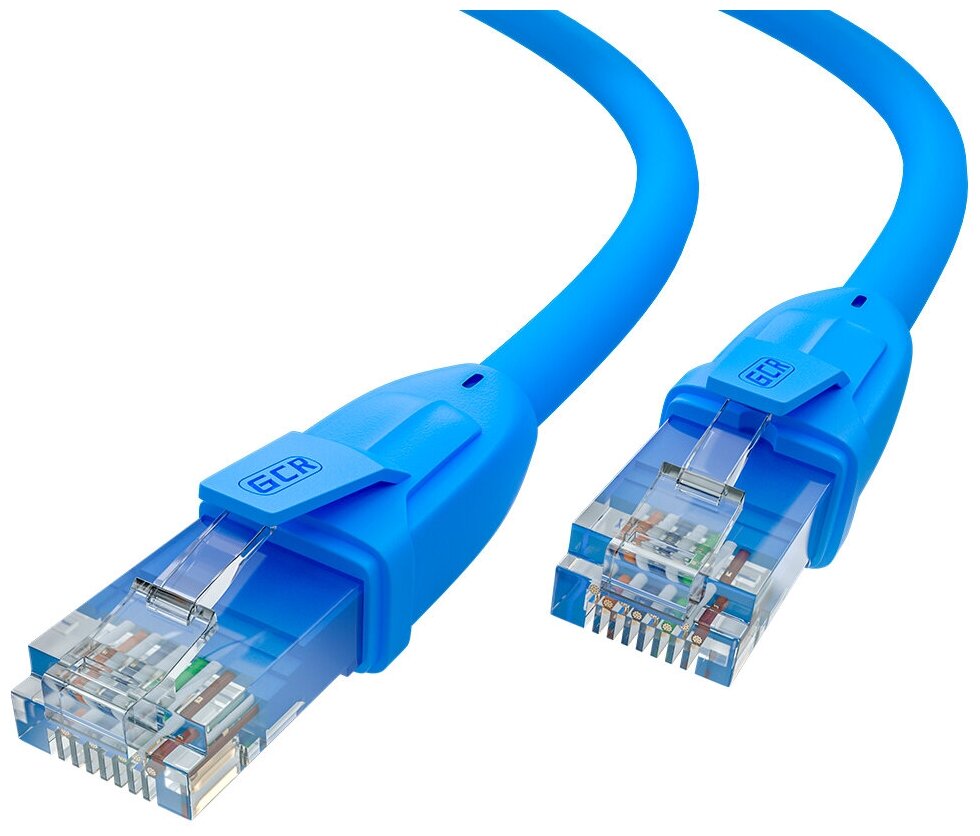Патч-корд UTP cat.6 10 Гбит/с RJ45 LAN компьютерный кабель для интернета (GCR-LNC610) синий 0.3м