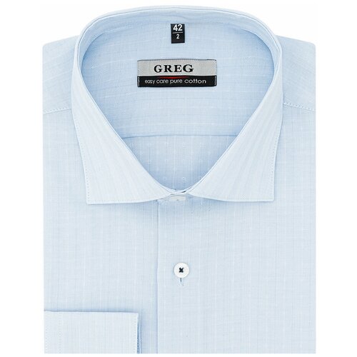 фото Рубашка мужская длинный рукав greg 211/111/3350, прямой силуэт / сlassic fit, цвет голубой, рост 174-184, размер ворота 45