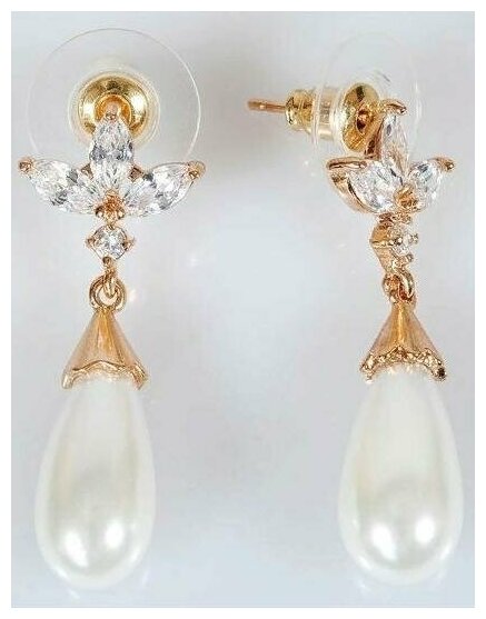 Серьги Lotus Jewelry, жемчуг пресноводный культивированный, белый