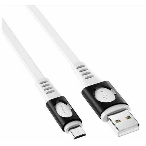Кабель Borofone BX35 USB (m)-microUSB (m) 1.0м 2.4A силикон белый (1/360) кабель usb lightning borofone bx35 carib цвет белый