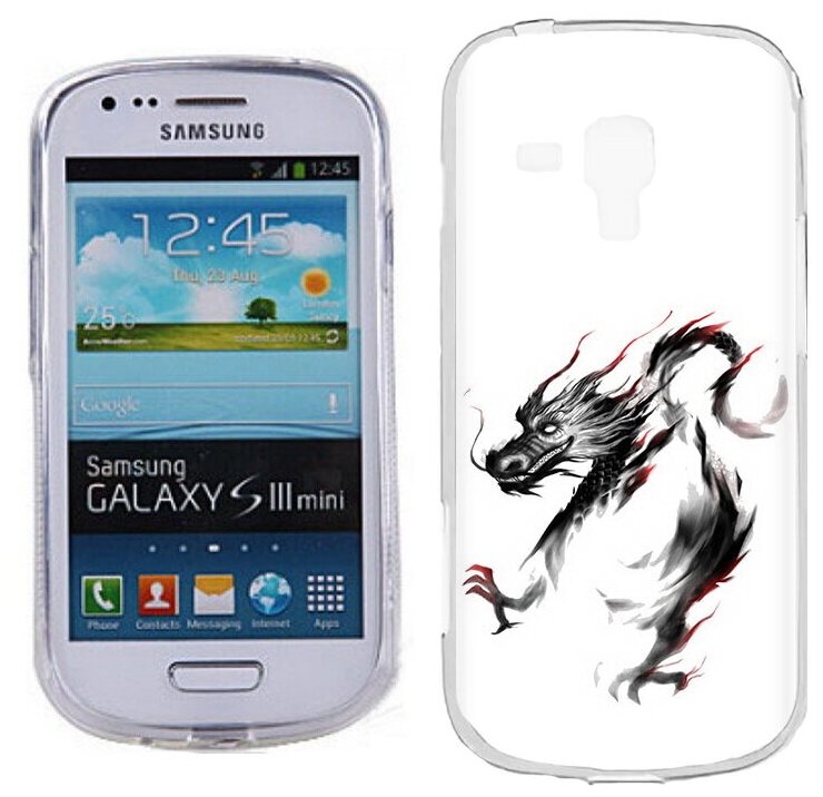 Чехол задняя-панель-накладка-бампер MyPads черный дракон для Samsung Galaxy S3 Mini GT-i8190 противоударный