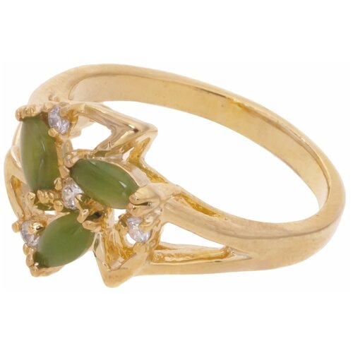 Кольцо помолвочное Lotus Jewelry, нефрит, размер 16, зеленый