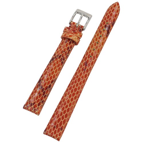 фото Mario notti ремень для часов "mario notti", s-07, 12 мм, оранжевый, имитация кожи змеи, l
