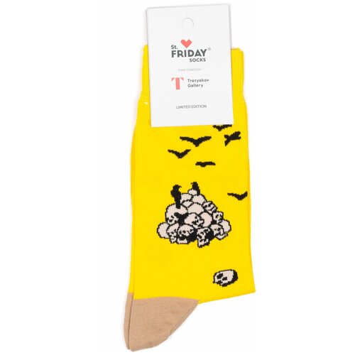 Носки St. Friday Дизайнерские носки St.Friday Socks x Третьяковская Галерея, размер 34-37, желтый, черный st friday socks x третьяковская галерея похищение европы 34 37