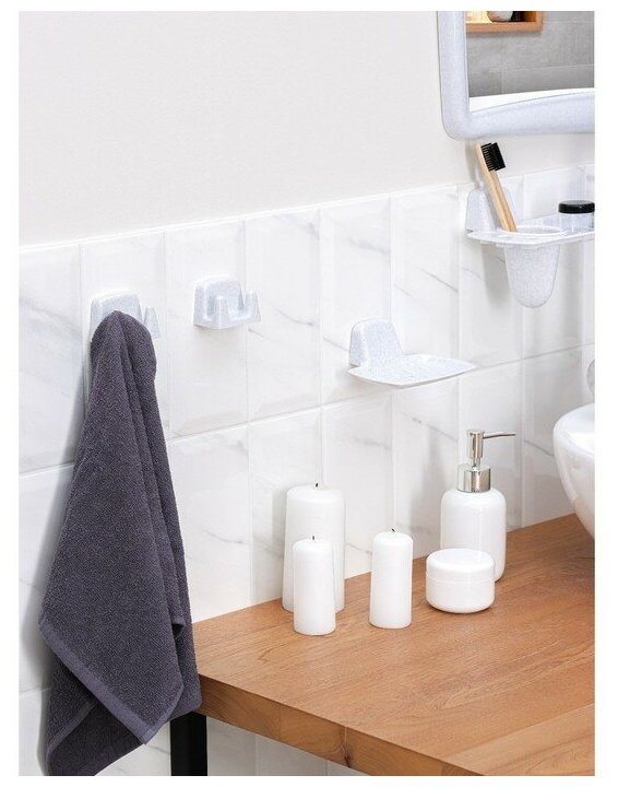 BEROSSI Набор для ванной комнаты, цвет белый мрамор - фотография № 8