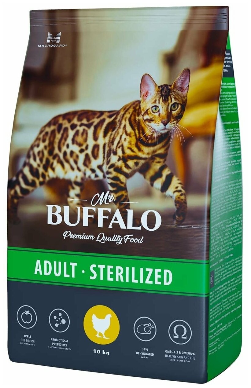 Mr.BUFFALO 78618/B113 ADULT STERILIZED сухой для кошек Курица 1,8кг