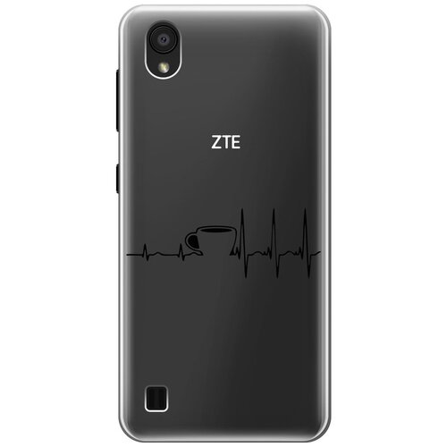 силиконовый чехол любопытный енот на zte blade a5 2019 зте блейд a5 2019 Силиконовый чехол с принтом Coffee Cardiogram для ZTE Blade A5 (2019) / ЗТЕ Блейд А5 2019