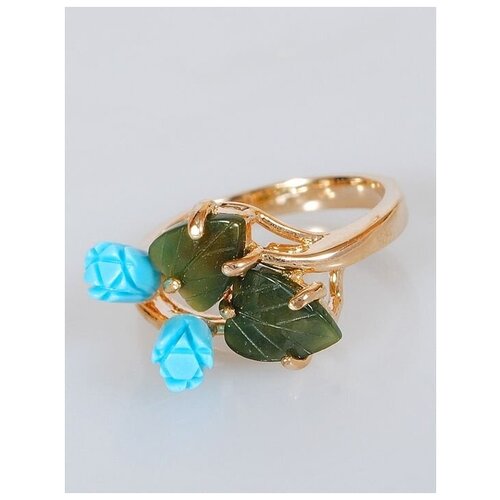 кольцо помолвочное lotus jewelry нефрит бирюза размер 16 бирюзовый зеленый Кольцо помолвочное Lotus Jewelry, нефрит, бирюза, размер 16, бирюзовый, зеленый