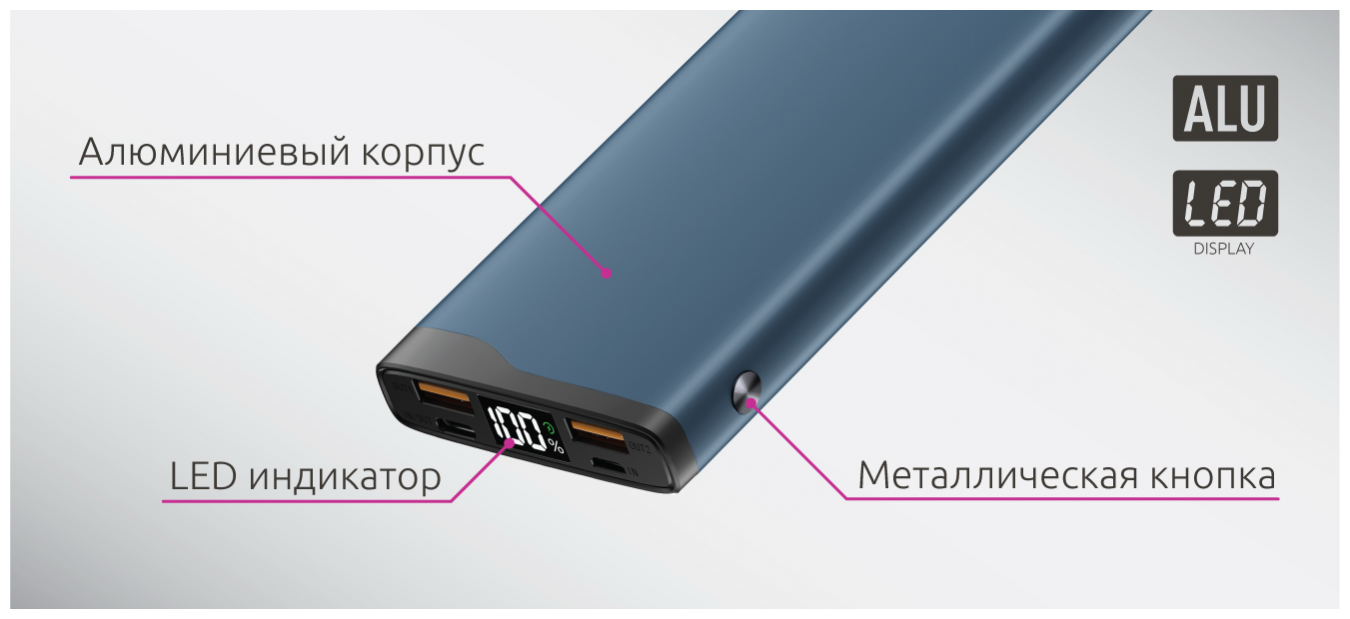 Внешний аккумулятор OLMIO QL-10, 10000mAh, red - фото №4