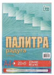 Бумага цветная А4, 100 листов "Палитра колор" Интенсив, 5 цветов, 80 г/м²