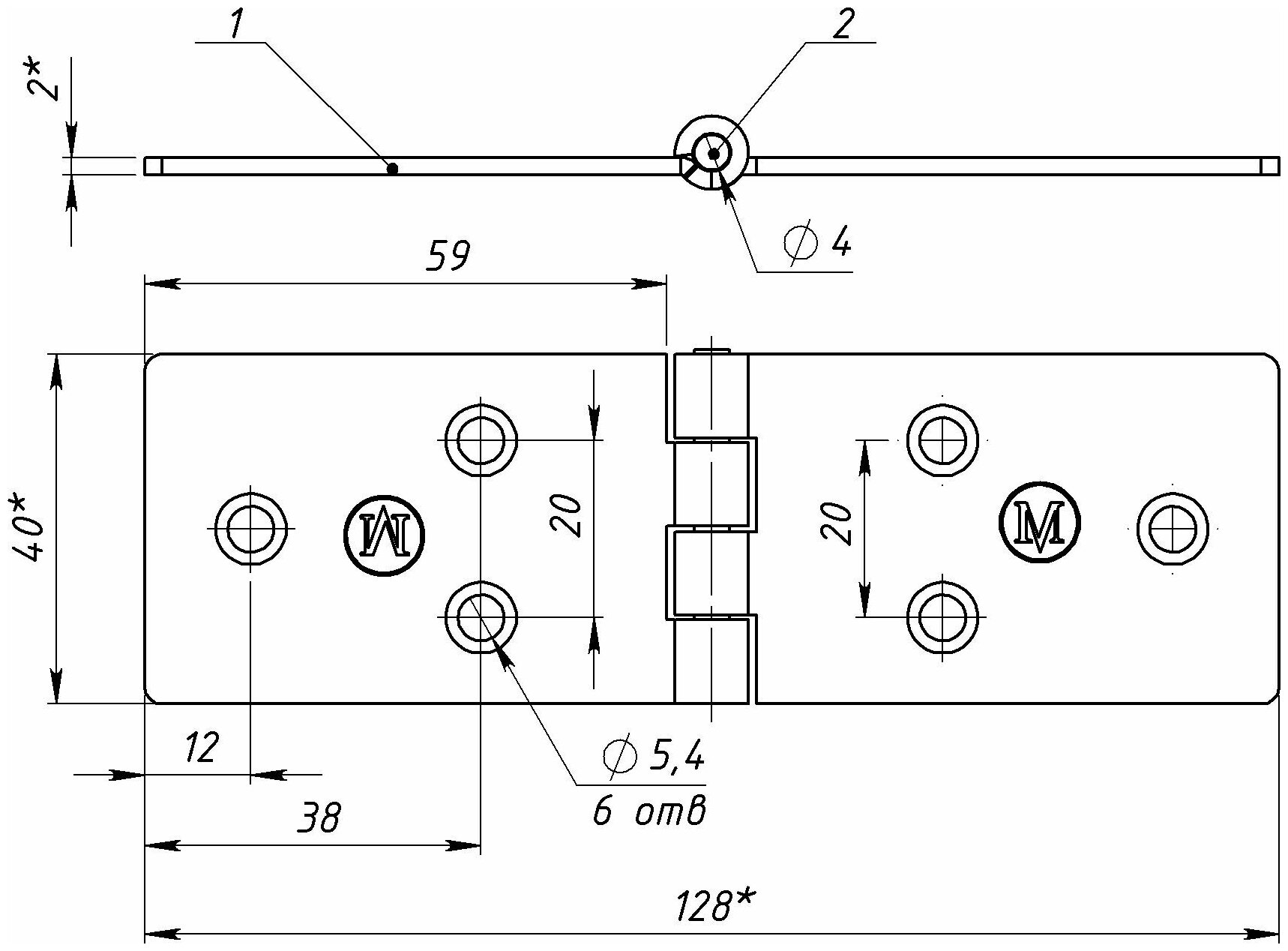 Петля дверная карточная врезная 128х40 мм STARFIX цинк (SMP-39626-1)