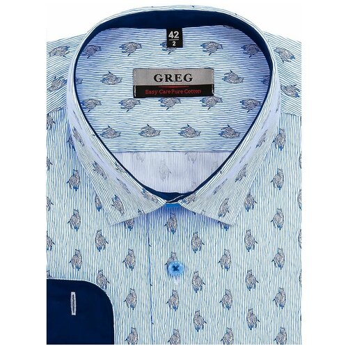 Рубашка GREG, размер 186-194/39, голубой блуза hache классический стиль длинный рукав размер 46 желтый
