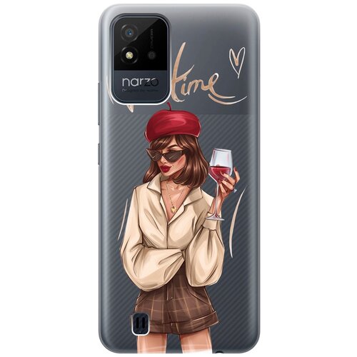 Силиконовый чехол с принтом Wine Time для Realme narzo 50i / Рилми Нарзо 50и силиконовый чехол с принтом hands для realme narzo 50i рилми нарзо 50и