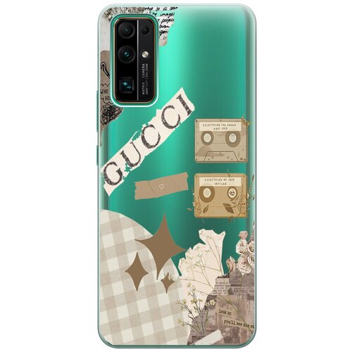 Силиконовый чехол на Honor 30, Хонор 30 с 3D принтом GUCCI Stickers прозрачный матовый soft touch силиконовый чехол на honor 30 хонор 30 с 3d принтом gucci stickers черный