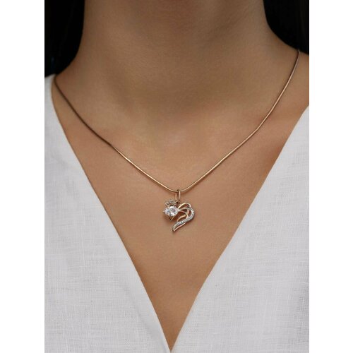 Подвеска Argentum, серебро, 925 проба, золочение, фианит, размер 2.3 см., золотистый