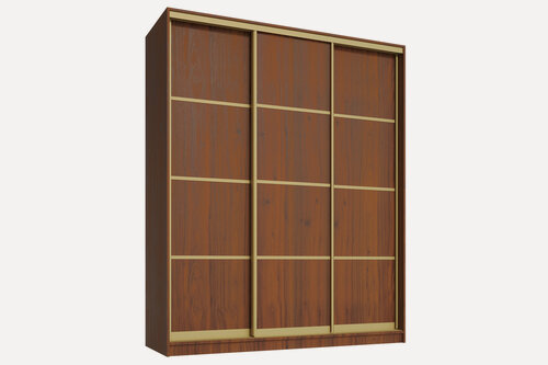 Изображение товара Шкаф купе, для одежды Айсберг 3, МФ-Купе, 160х45х220, белье/платье/белье, цвет орех экко, профиль золото