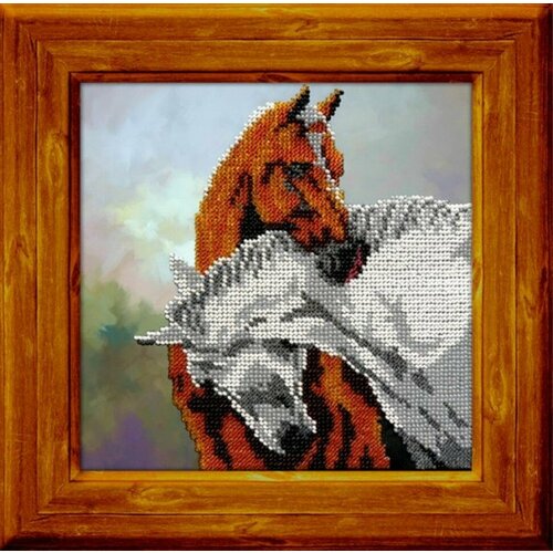 Набор для вышивания Вышиваем бисером #В-23 Лошади, Вышивка бисером, 19 x 19 см