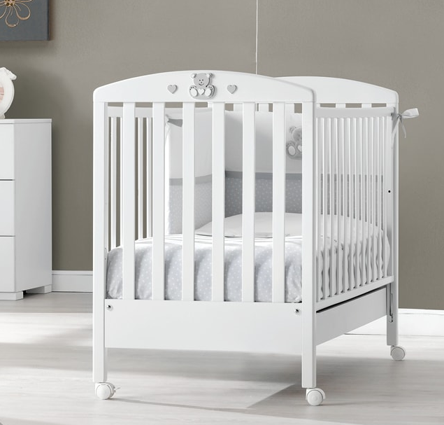 Детская кровать для новорожденных Erbesi Charly 65x125 белый/серый
