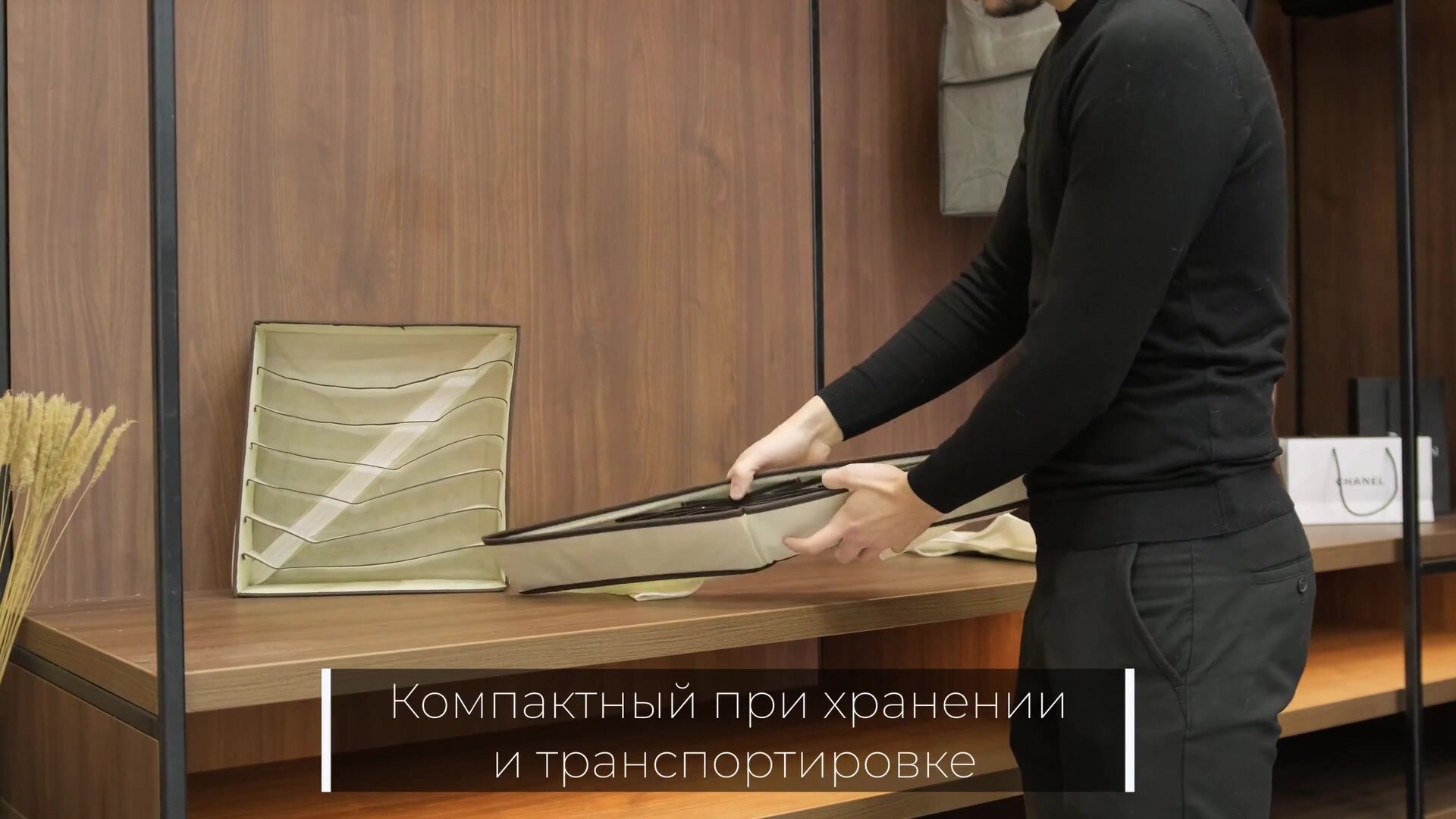 Органайзер для хранения вещей, нижнего белья, бюстгалтеров и носков в шкафу, складной, с разделителями, набор 4 шт, темно-серый — фото 1